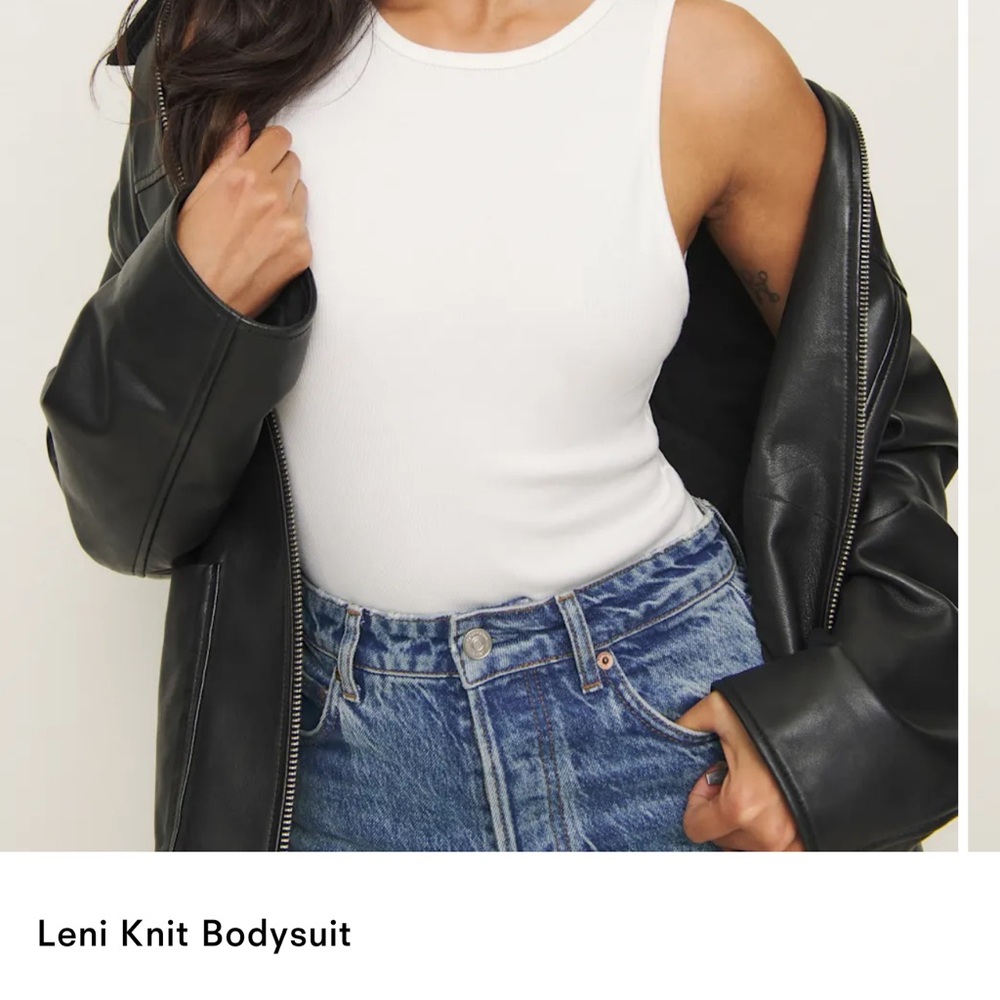 Reformation White Sleeveless Bodysuit Leni Knit
